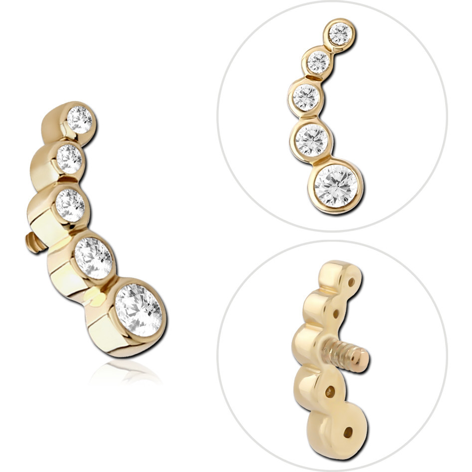 14K GOLD JEWELED ATTACHMENT FOR 1.2MM INTERNALLY THREADED PINS - LIEF