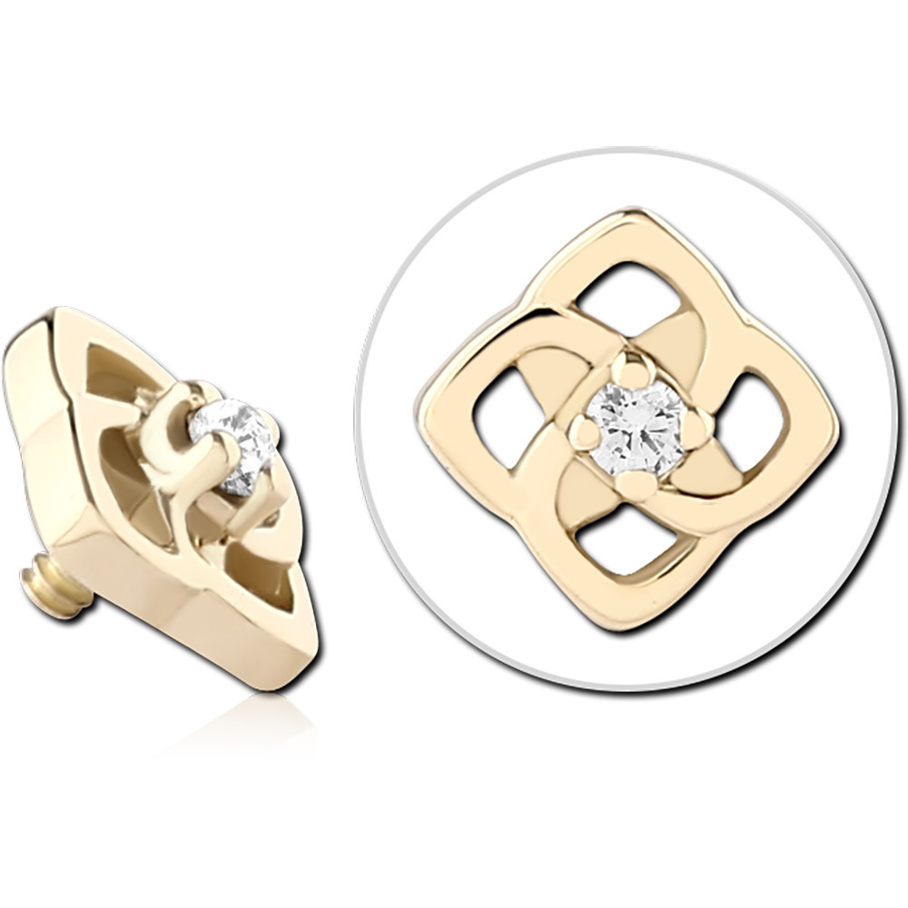 14K YELLOW GOLD JEWELED ATTACHMENT FOR 1.2MM INTERNALLY THREADED PINS