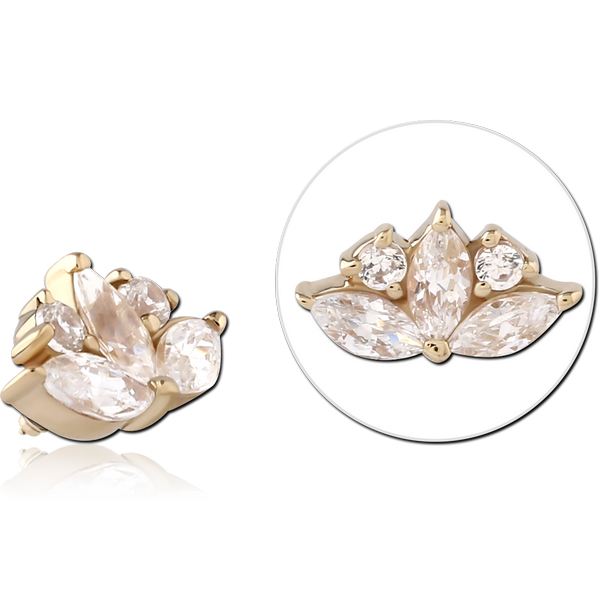 14K GOLD JEWELLED ATTACHMENT FOR 1.2MM INTERNALLY THREADED PINS
