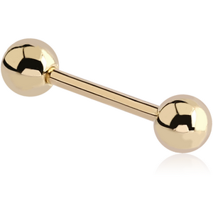 14K GOLD MICRO BARBELL WITH HOLLOW BALLS