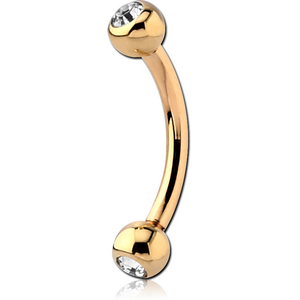 14K GOLD DOUBLE JEWELLED CURVED MICRO BARBELL