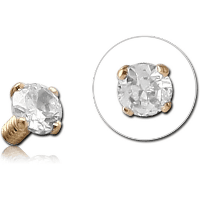 18K GOLD PRONG SET DIAMOND FOR 1.6MM INTERNALLY THREADED PINS