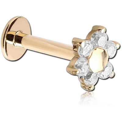 18K GOLD INTERNALLY THREADED JEWELLED ATTACHMENT MICRO LABRET