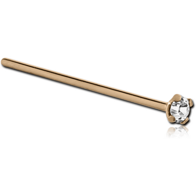 18K GOLD STRAIGHT 19MM LARGE NOSE STUD WITH 2.5MM PRONG SET DIAMOND