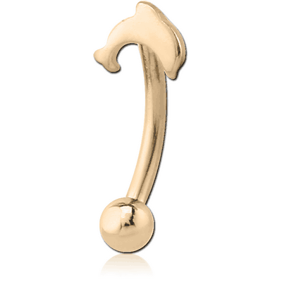 18K GOLD DOLPHIN CURVED MICRO BARBELL