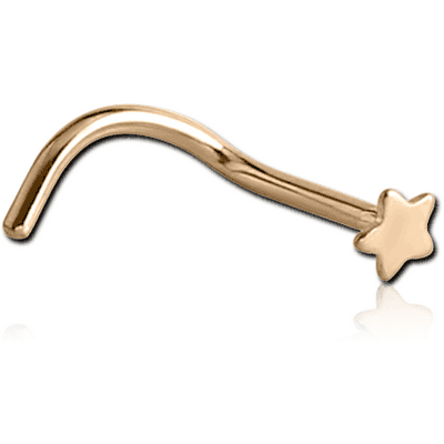 18K GOLD STAR CURVED NOSE STUD