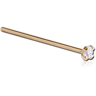 18K GOLD 2MM PRONG SET JEWELLED STRAIGHT NOSE STUD