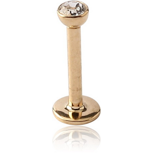18K GOLD INTERNALLY THREADED BEZEL SET JEWELLED MICRO LABRET