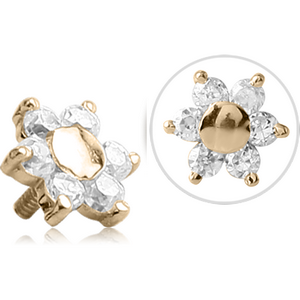 18K GOLD FLOWER JEWELED ATTACHMENT FOR BIOFLEX INTERNAL LABRET