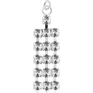 RHODIUM PLATED BRASS MULTI JEWELLED DANGLING CHARM