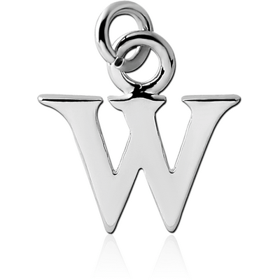 RHODIUM PLATED BRASS LETTER CHARM - W