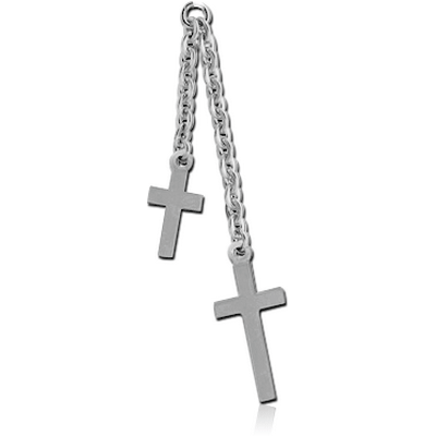 SURGICAL STEEL TWO CROSSES CHARM