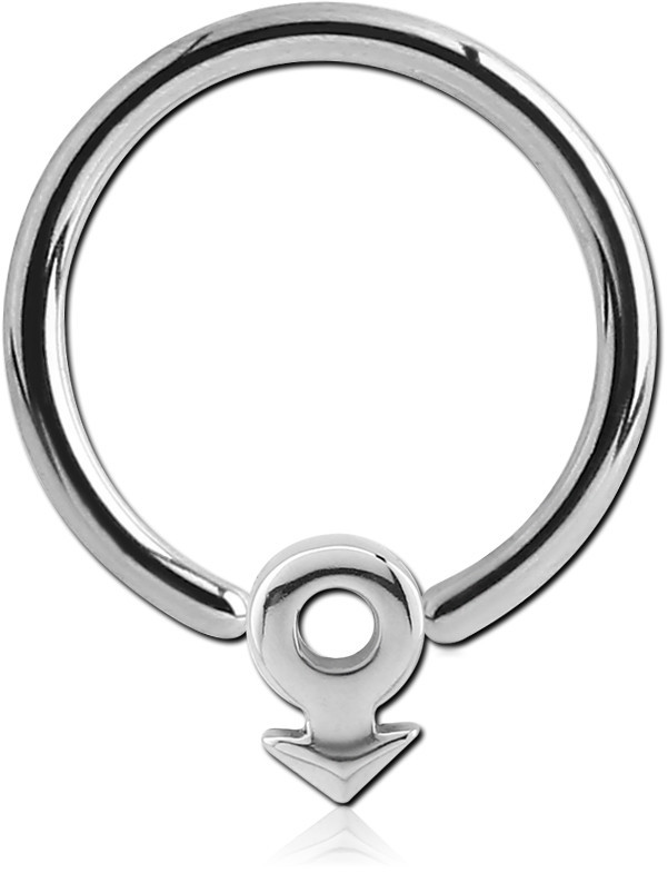 316L SURGICAL STEEL BALL CLOSURE RING WITH MALE SIGN ATTACHMENT