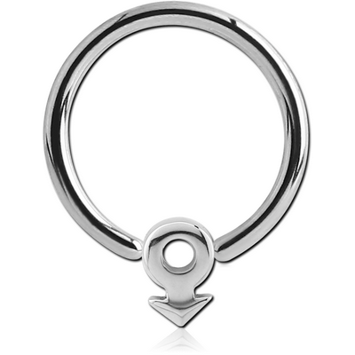 SURGICAL STEEL BALL CLOSURE RING WITH ATTACHMENT - MALE SIGN