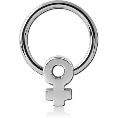 SURGICAL STEEL BALL CLOSURE RING WITH ATTACHMENT - FEMALE SIGN