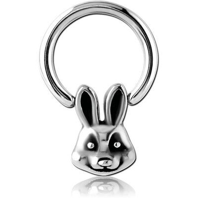 SURGICAL STEEL BALL CLOSURE RING WITH ATTACHMENT - RABBIT HEAD
