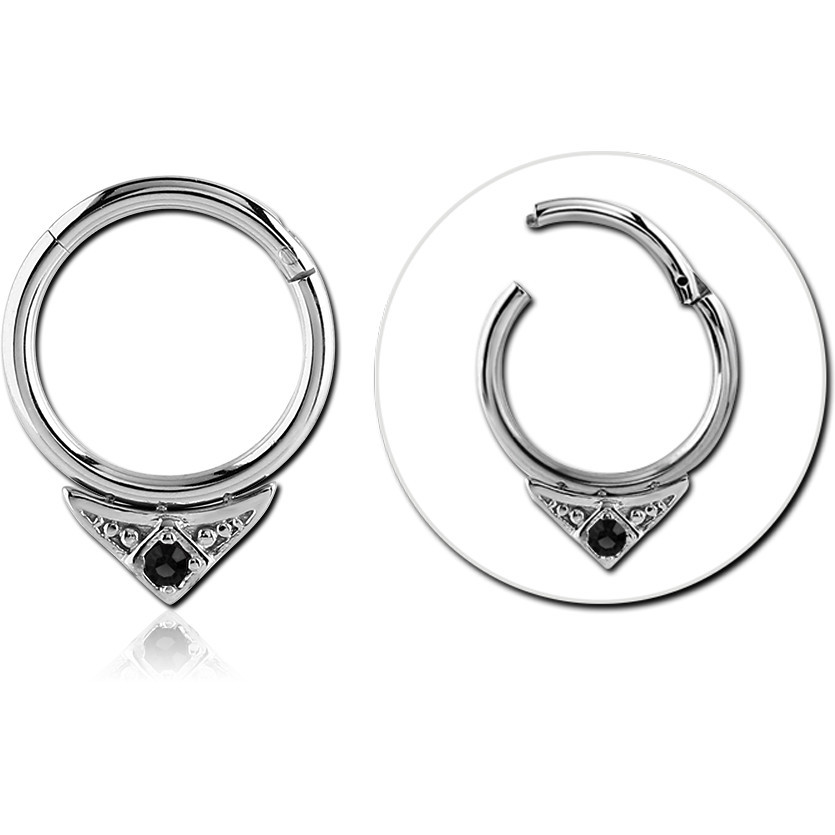 SURGICAL STEEL ROUND PRONG SET JEWELED HINGED SEGMENT RING