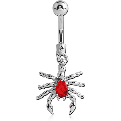 RHODIUM PLATED BRASS JEWELLED SCORPION NAVEL BANANA