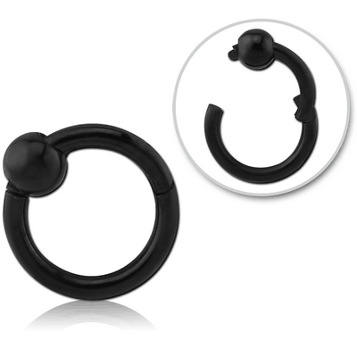 BLACK PVD COATED SURGICAL STEEL HINGED SEGMENT RING WITH BALL