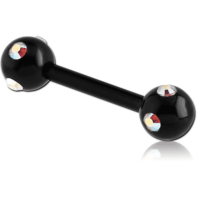 BLACK PVD COATED SURGICAL STEEL JEWELLED SATELLITE BARBELL