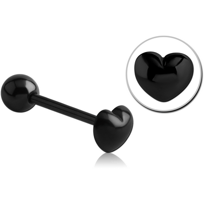 BLACK PVD COATED SURGICAL STEEL BARBELL - HEART