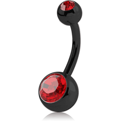BLACKLINE SURGICAL STEEL DOUBLE JEWELED NAVEL BANANA
