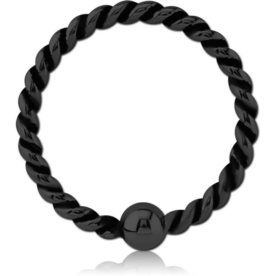BLACK PVD COATED SURGICAL STEEL FIXED BEAD RING