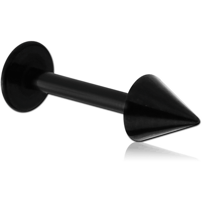 BLACK PVD COATED SURGICAL STEEL LABRET WITH CONE