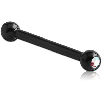 BLACK PVD COATED SURGICAL STEEL DOUBLE JEWELLED MICRO BARBELL