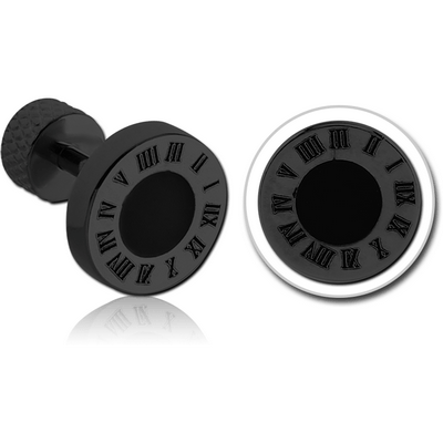 BLACK PVD COATED SURGICAL STEEL BUTTON TRAGUS BARBELL