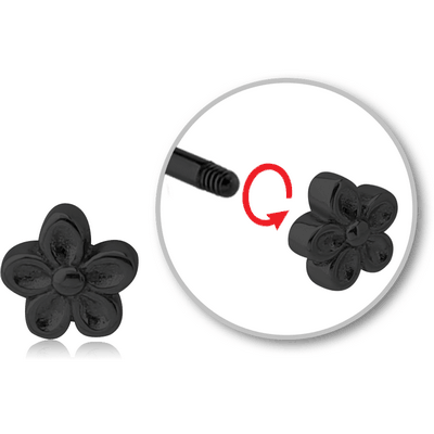 BLACK PVD COATED SURGICAL STEEL MICRO THREADED ATTACHMENT - FLOWER