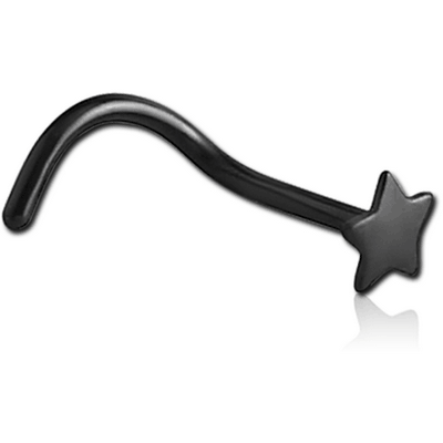 BLACK PVD COATED SURGICAL STEEL STAR CURVED NOSE STUD