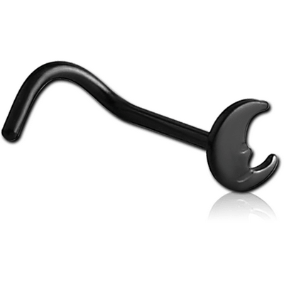 BLACK PVD COATED SURGICAL STEEL MOON CURVED NOSE STUD
