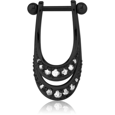 BLACK PVD COATED SURGICAL STEEL JEWELLED CARTLAGE SHIELD