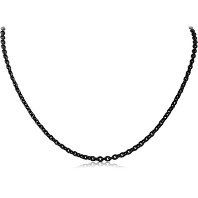 BLACK PVD COATED STAINLESS STEEL BEVEL CUT CABLE NECK CHAIN 45CMS