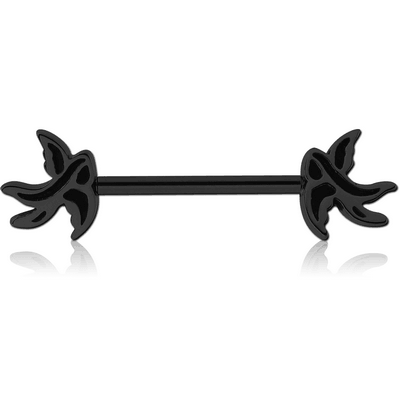 BLACK PVD COATED SURGICAL STEEL NIPPLE BAR - SWALLOW