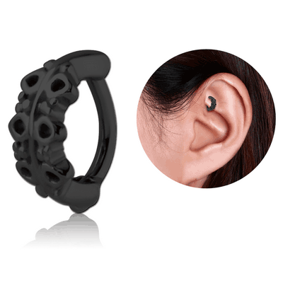 BLACK PVD COATED SURGICAL STEEL ROOK CLICKER - FILIGREE