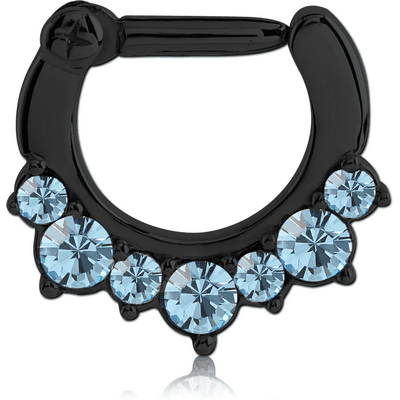 BLACKLINE SURGICAL STEEL ROUND JEWELED HINGED SEPTUM CLICKER RING