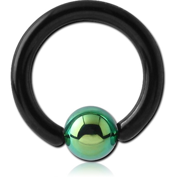 BLACK PVD COATED TITANIUM BALL CLOSURE RING WITH BALL