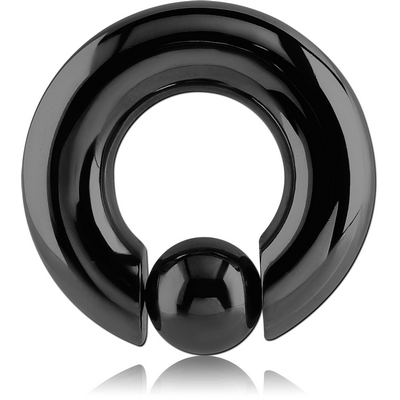 BLACK PVD COATED TITANIUM BALL CLOSURE RING WITH POP OUT BALL
