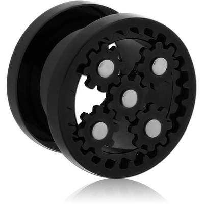 BLACK PVD COATED STAINLESS STEEL THREADED GEAR TUNNEL
