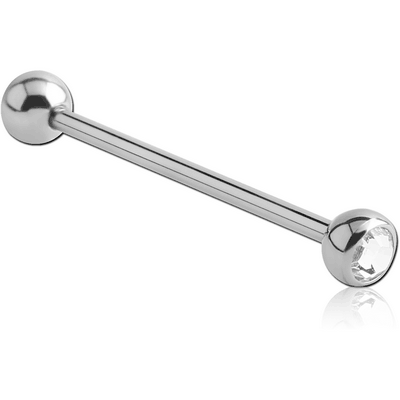 SURGICAL STEEL FLAT STONE DOUBLE JEWELLED BARBELL