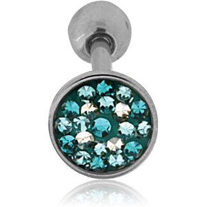 SURGICAL STEEL MULTI COLOR CRYSTALINE JEWELLED FLAT BARBELL