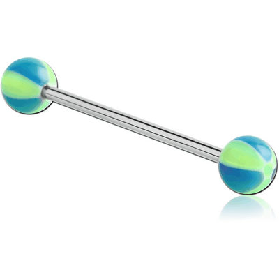 SURGICAL STEEL BARBELL WITH UV BEACH BALL
