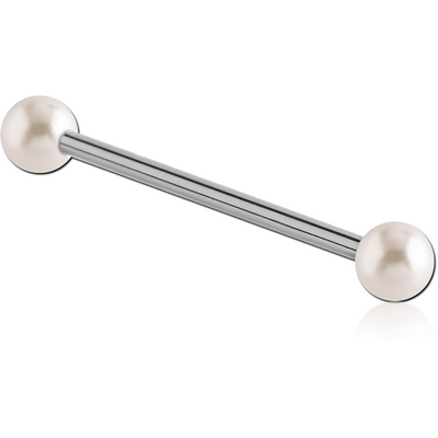 SURGICAL STEEL BARBELL WITH SYNTHETIC PEARLS