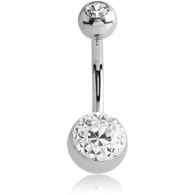 SURGICAL STEEL VALUE CRYSTALINE DOUBLE JEWELED NAVEL BANANA