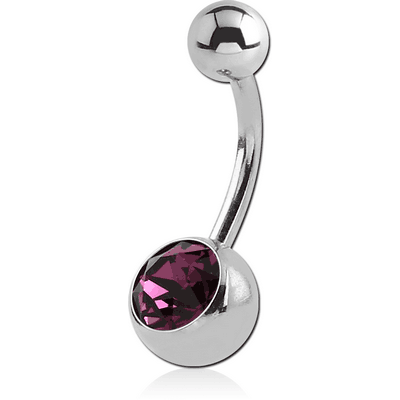 SURGICAL STEEL SWAROVSKI CRYSTAL JEWELLED NAVEL BANANA