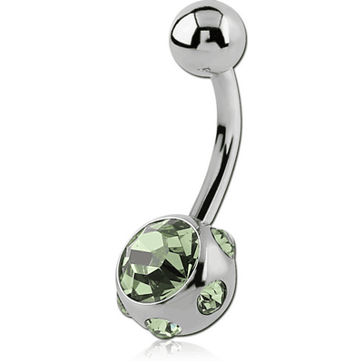 SURGICAL STEEL JEWELED MULTI STONE NAVEL BANANA
