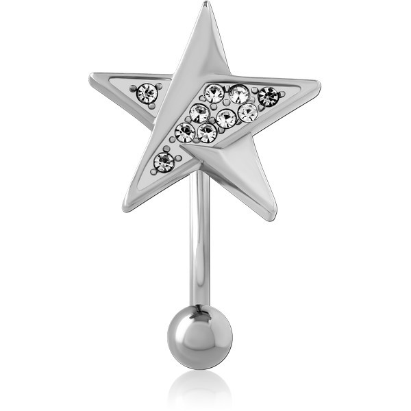 RHODIUM PLATED BRASS JEWELED NAVEL BANANA