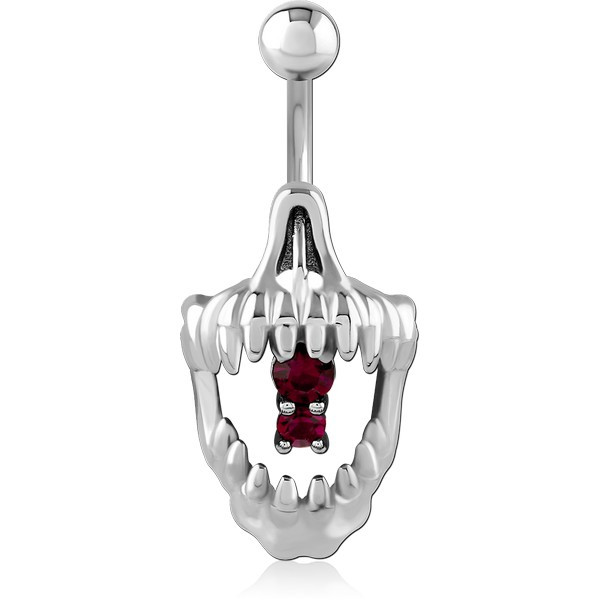 RHODIUM PLATED BRASS JEWELED NAVEL BANANA